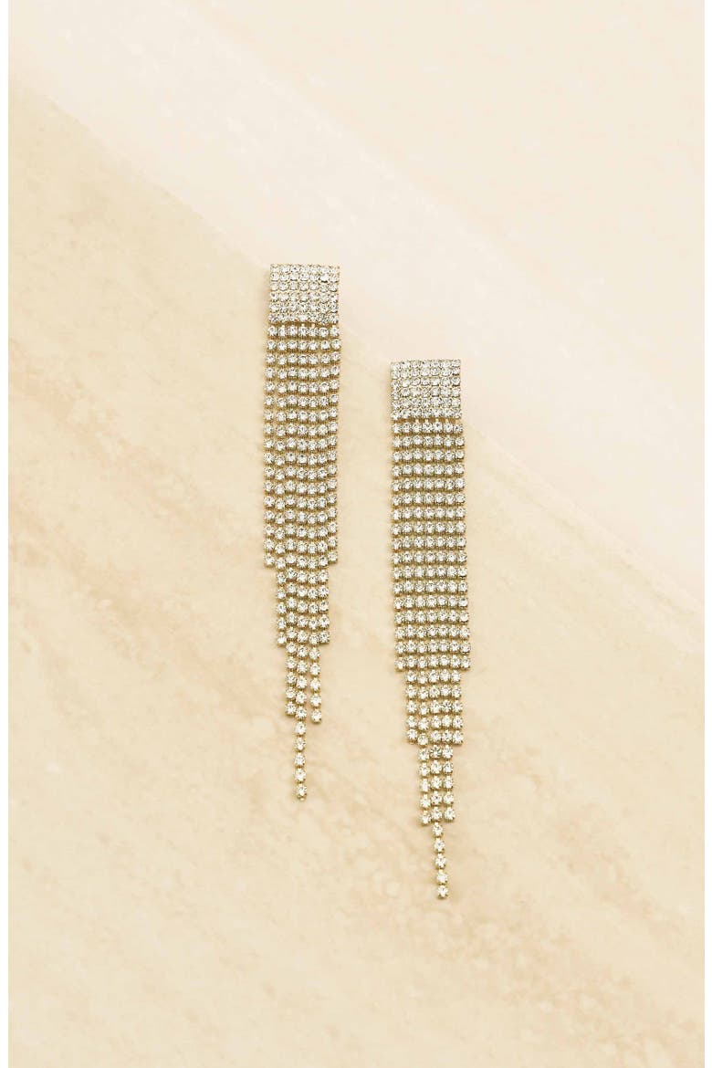 Crystal Fringe Drop Earrings, Alternate, color, GOLD