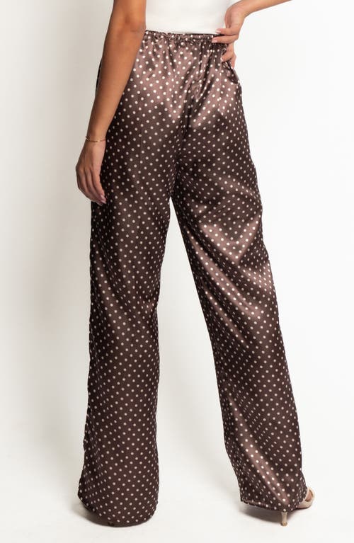 Petal And Pup Petal & Pup Alima Dot Wide Leg Satin Pants In Brown