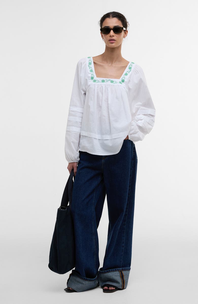 Barbour Ash Embroidered Cotton Top, Alternate, color, White