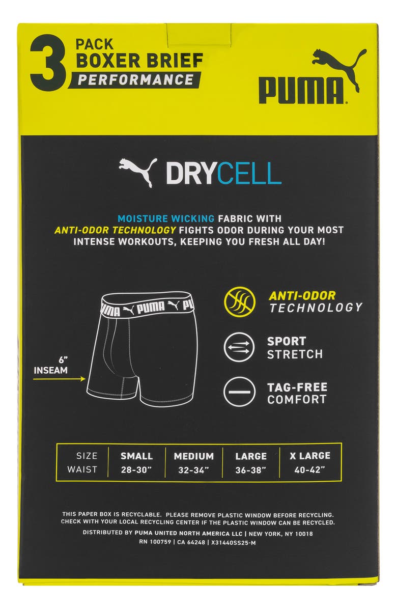 PUMA 3-Pack Flex Training Boxer Briefs, Alternate, color, Black Grey