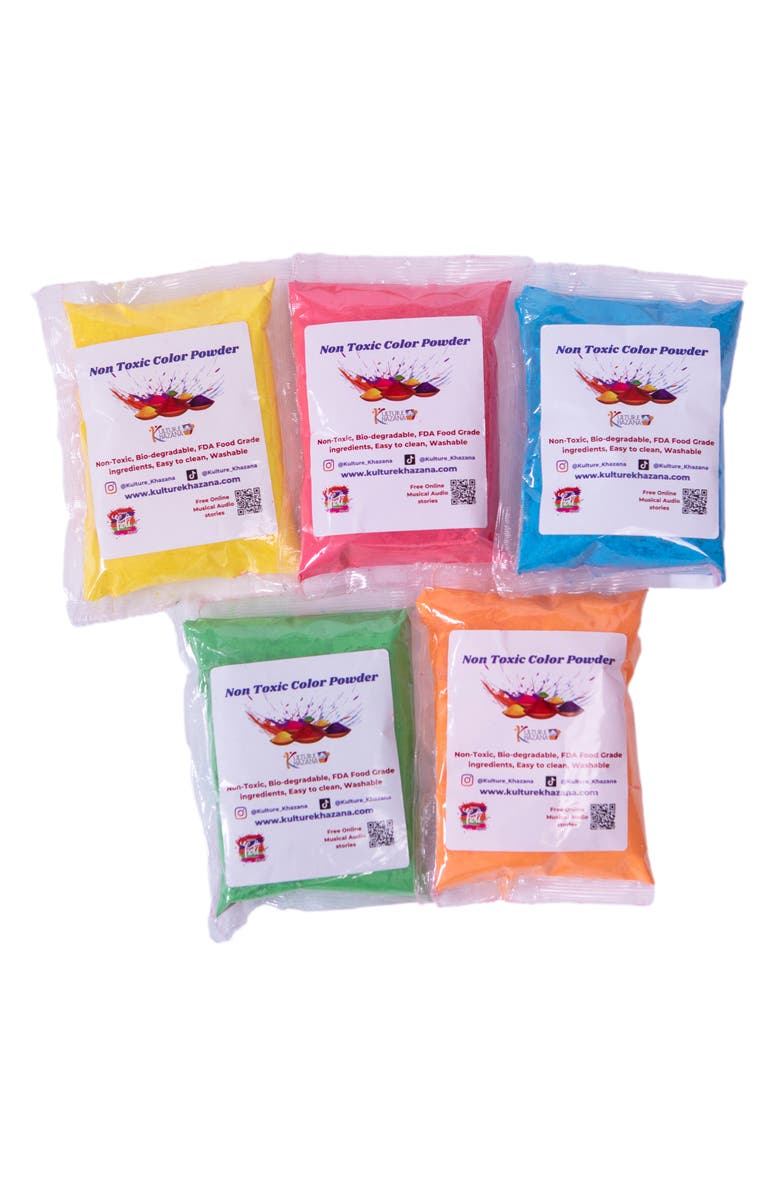 KULTURE KHAZANA 5-Pack Holi Non-Toxic Color Powder, Main, color, 