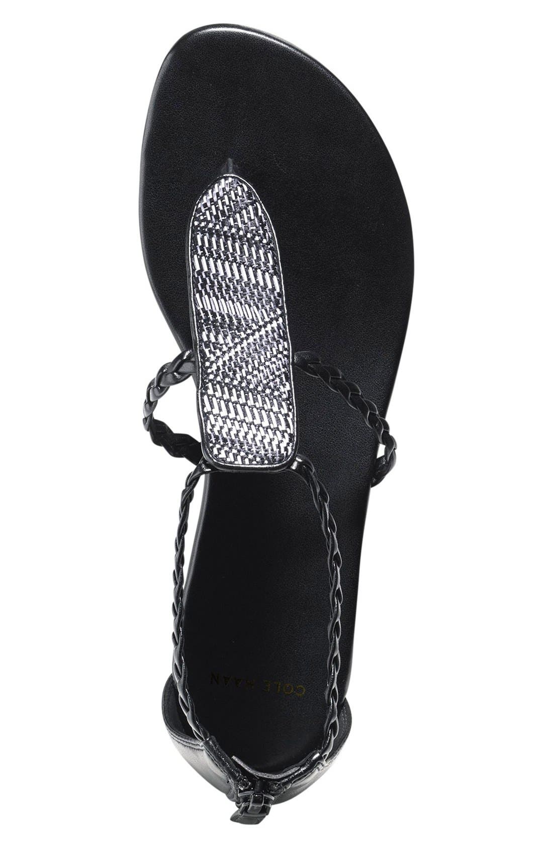 'Abbe' Sandal, Alternate, color, BLACK/ WHITE LEATHER