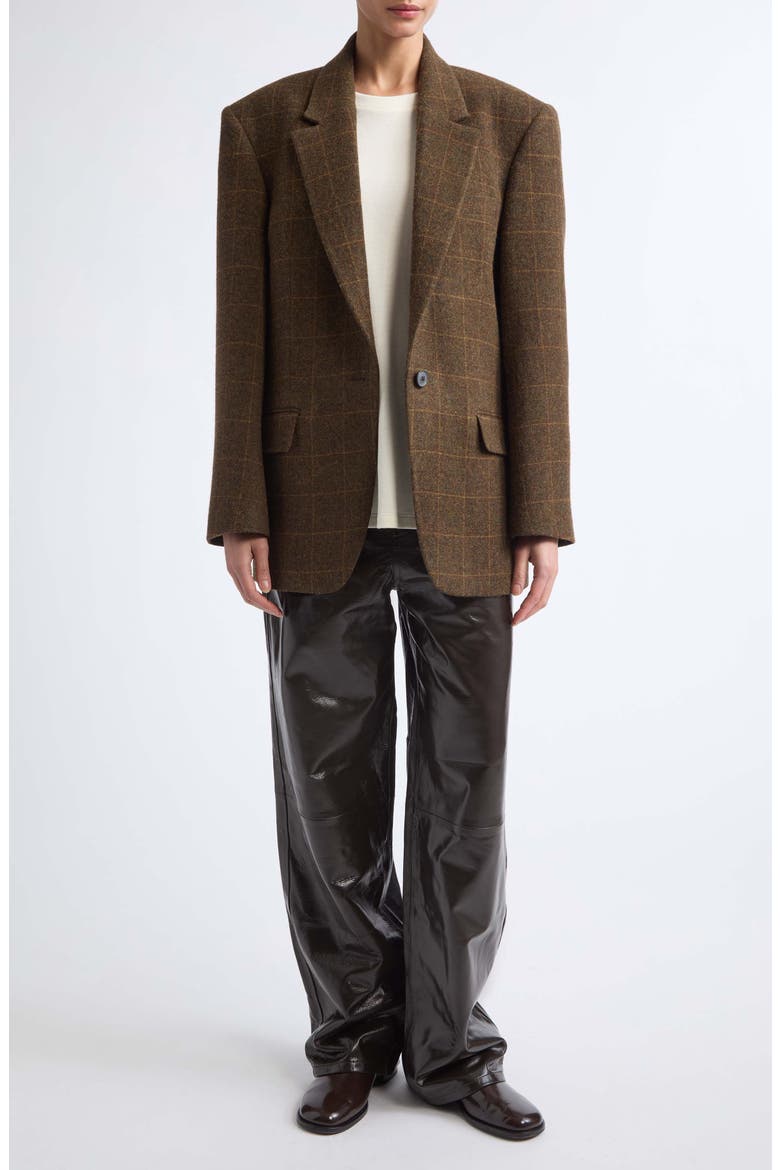 Oversize Check Wool Jacket, Alternate, color, MOSS CHECK