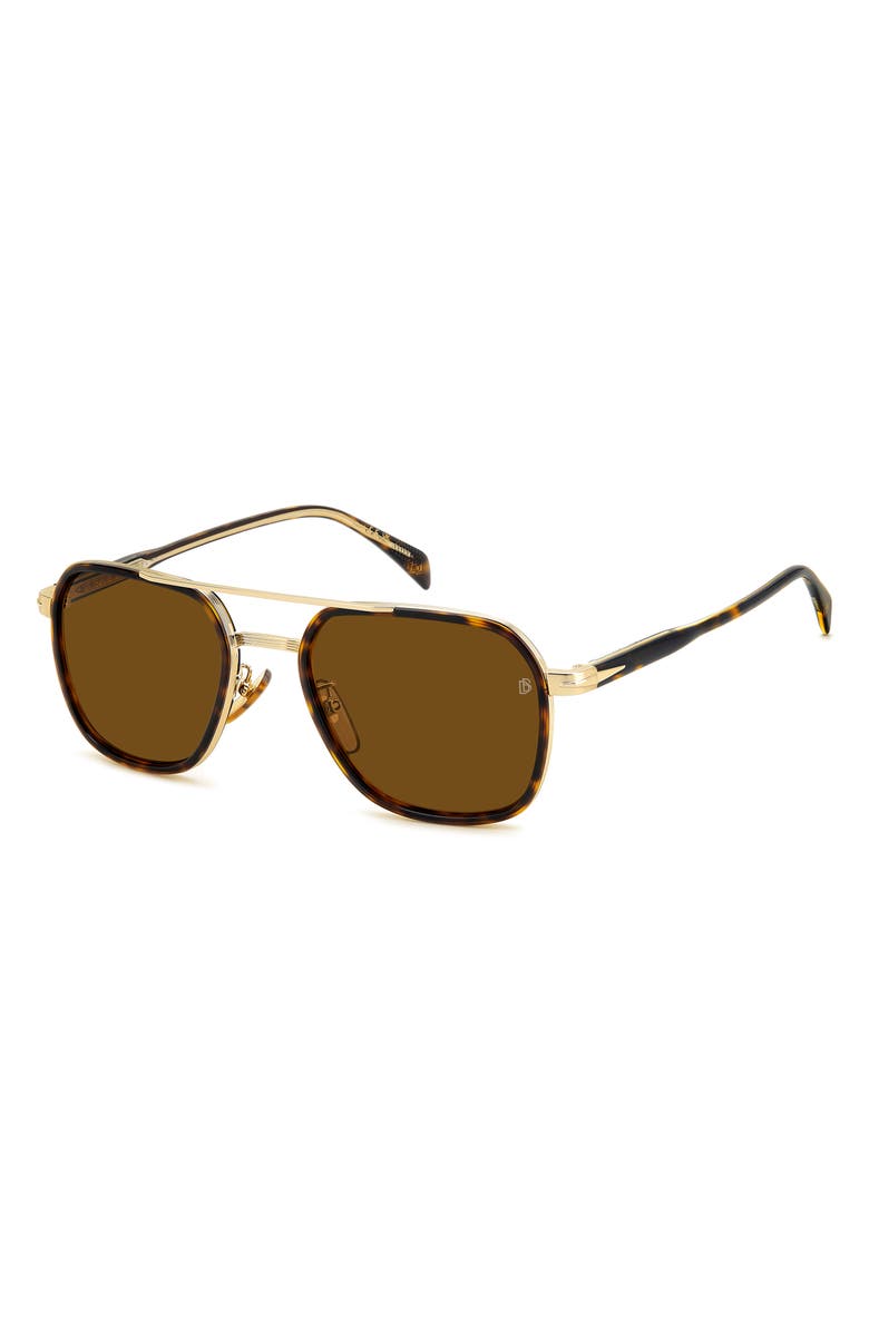 David Beckham Eyewear 54mm Avaitor Sunglasses, Alternate, color, Havana Gold/ Brown