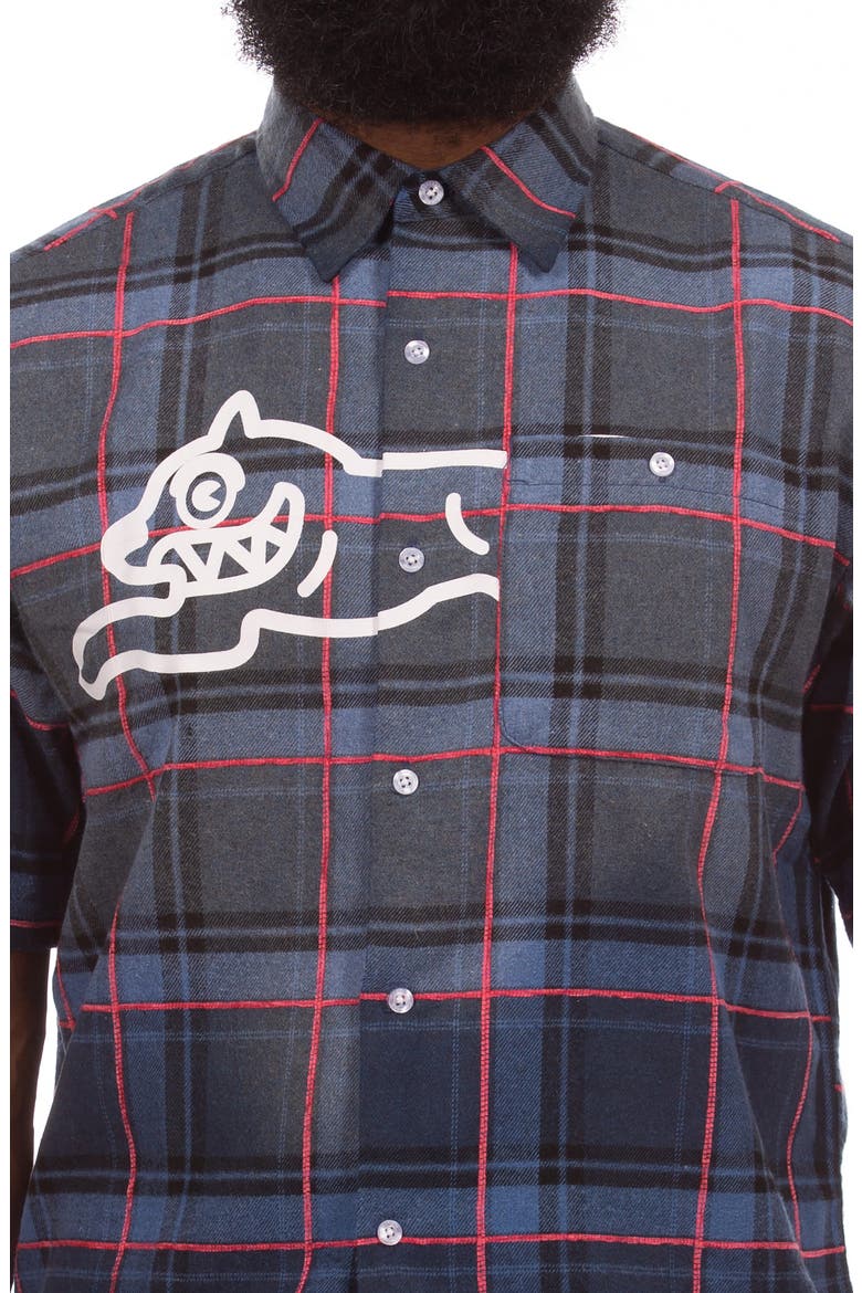 Snow Cone Plaid Short Sleeve Button-Up Shirt, Alternate, color, SURF THE WEB