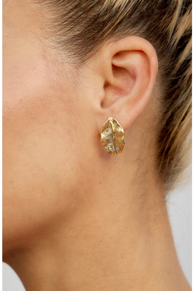Leaf Hoop Earrings, Alternate, color, YELLOW