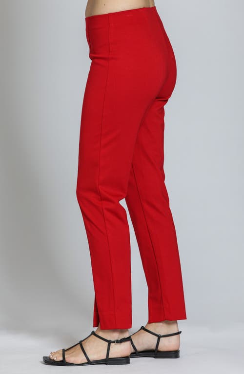 Apny Split Hem Pull-on Crop Slim Pants In Red