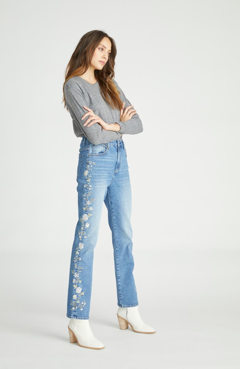 Driftwood Stella High Waist Floral Embroidered Skinny Jeans, Alternate, color,