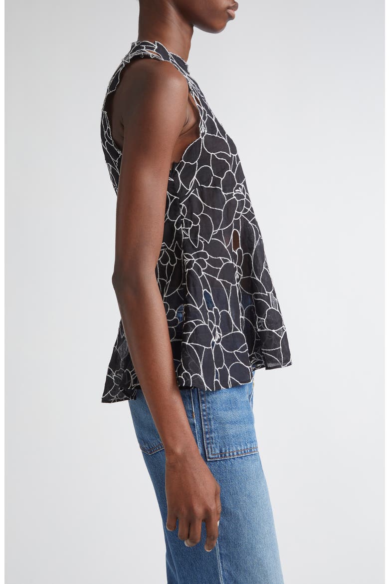 Ali Embroidered Cutout Sleeveless Top, Alternate, color, NOIR