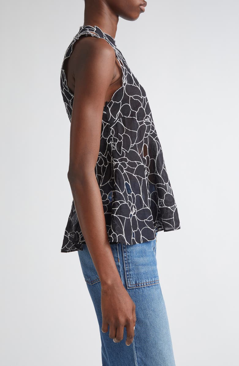 Ulla Johnson Ali Embroidered Cutout Sleeveless Top, Alternate, color, Noir