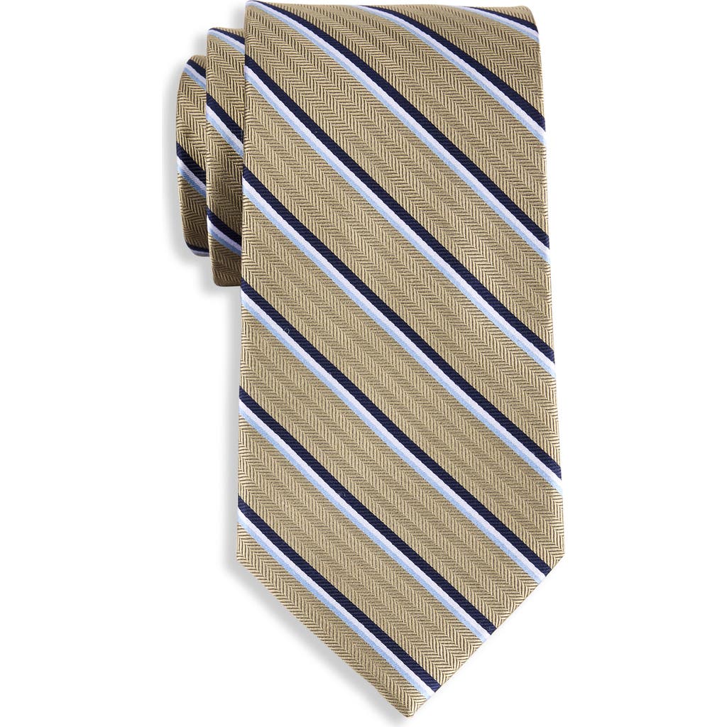 Oak Hill Premium By Dxl Big & Tall Herringbone Striped Silk Tie In Green