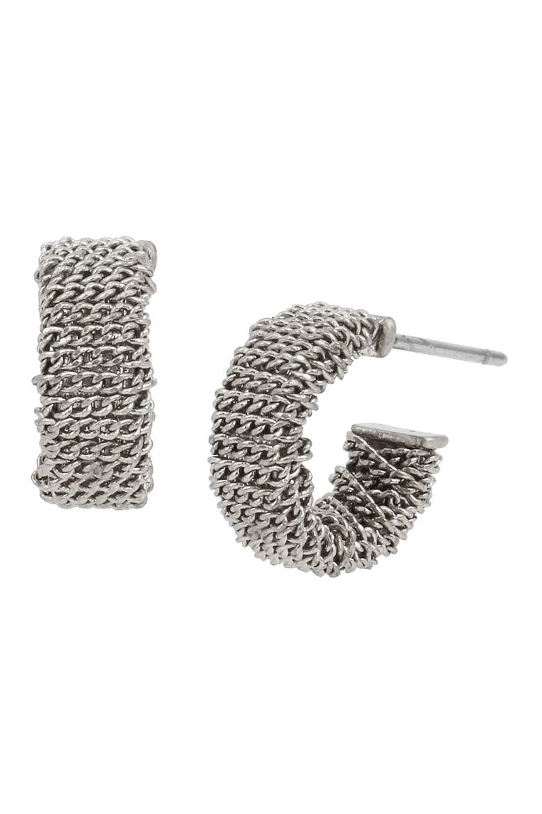 Chain Wrap Huggie Hoop Earrings, Main, color, WARM SILVER