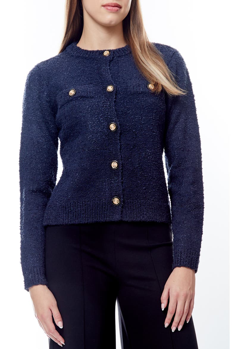 Franca Bouclé Cardigan, Main, color, NAVY BLAZER