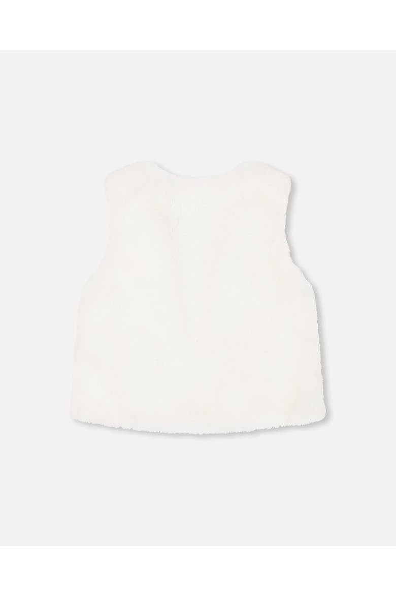 Little Girl's Faux Fur Vest Off White, Alternate, color, Off White