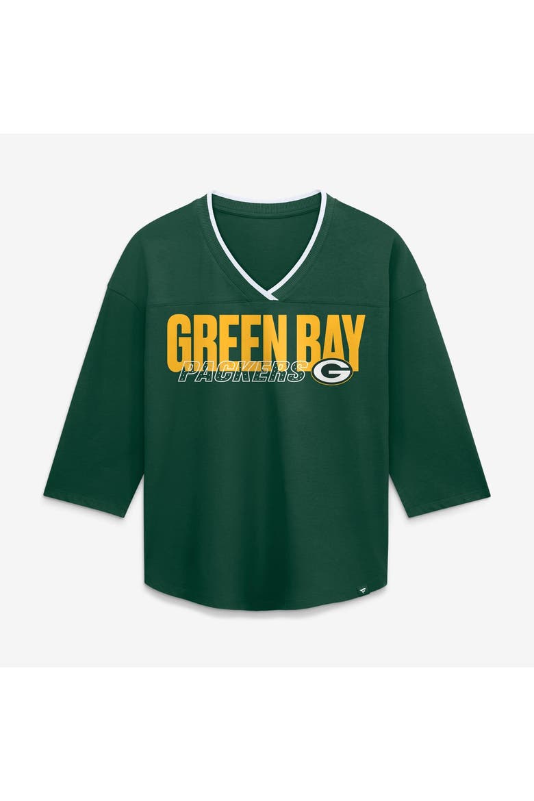 Women's Fanatics  Green Green Bay Packers Team First Deceptive Juke 3/4-Sleeve V-Neck T-Shirt, Main, color, Green