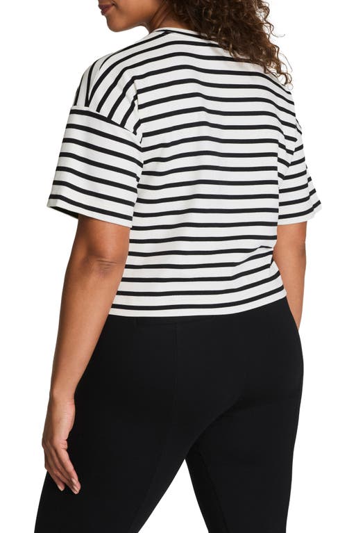 Spanx ® Cool Cotton Stripe Crewneck T-shirt In Black