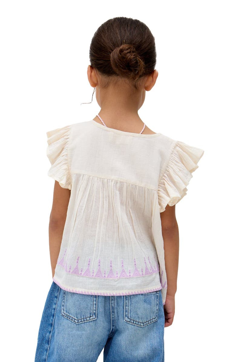 Raffya Kids Mariana Flutter Sleeve Embroidered Blouse, Alternate, color, Ecru