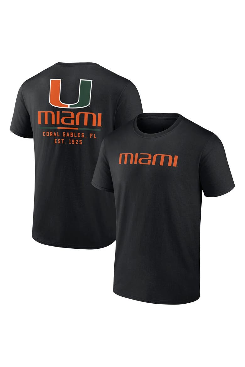 Men's Fanatics Branded Black Miami Hurricanes Game Day 2-Hit T-Shirt, Main, color, Black