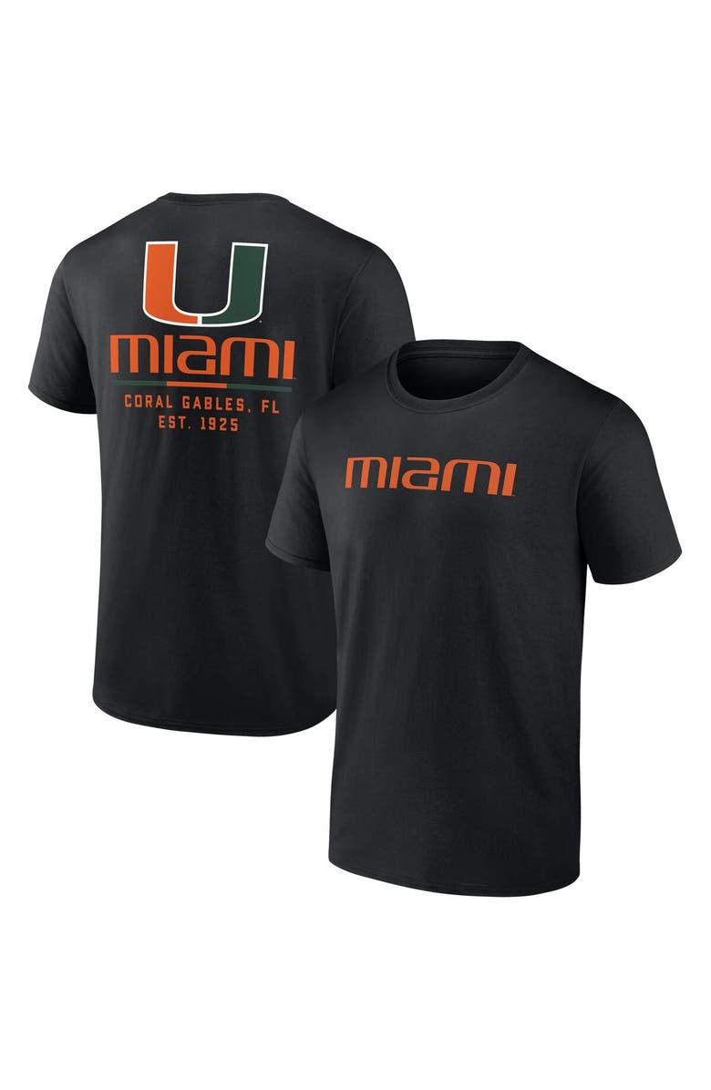 FANATICS Men's Fanatics Branded Black Miami Hurricanes Game Day 2-Hit T-Shirt, Main, color, 
