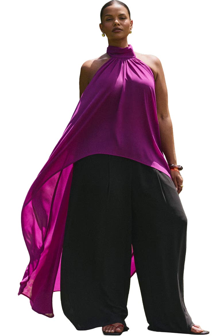 High-Low Halter Top, Main, color, DARK PURPLE