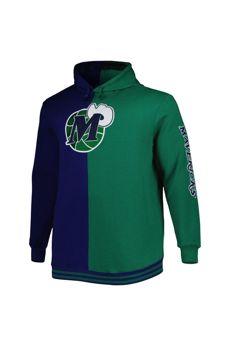 Men's Mitchell & Ness Navy/Green Dallas Mavericks Big & Tall Hardwood Classics Split Pullover Hoodie, Alternate, color, Navy