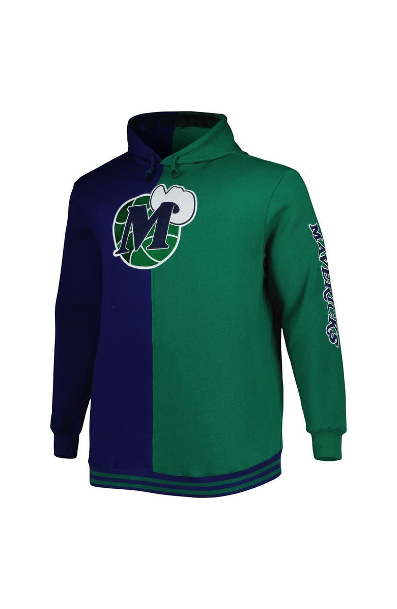 Mitchell & Ness Men's Mitchell & Ness Navy/Green Dallas Mavericks Big & Tall Hardwood Classics Split Pullover Hoodie, Alternate, color, Navy