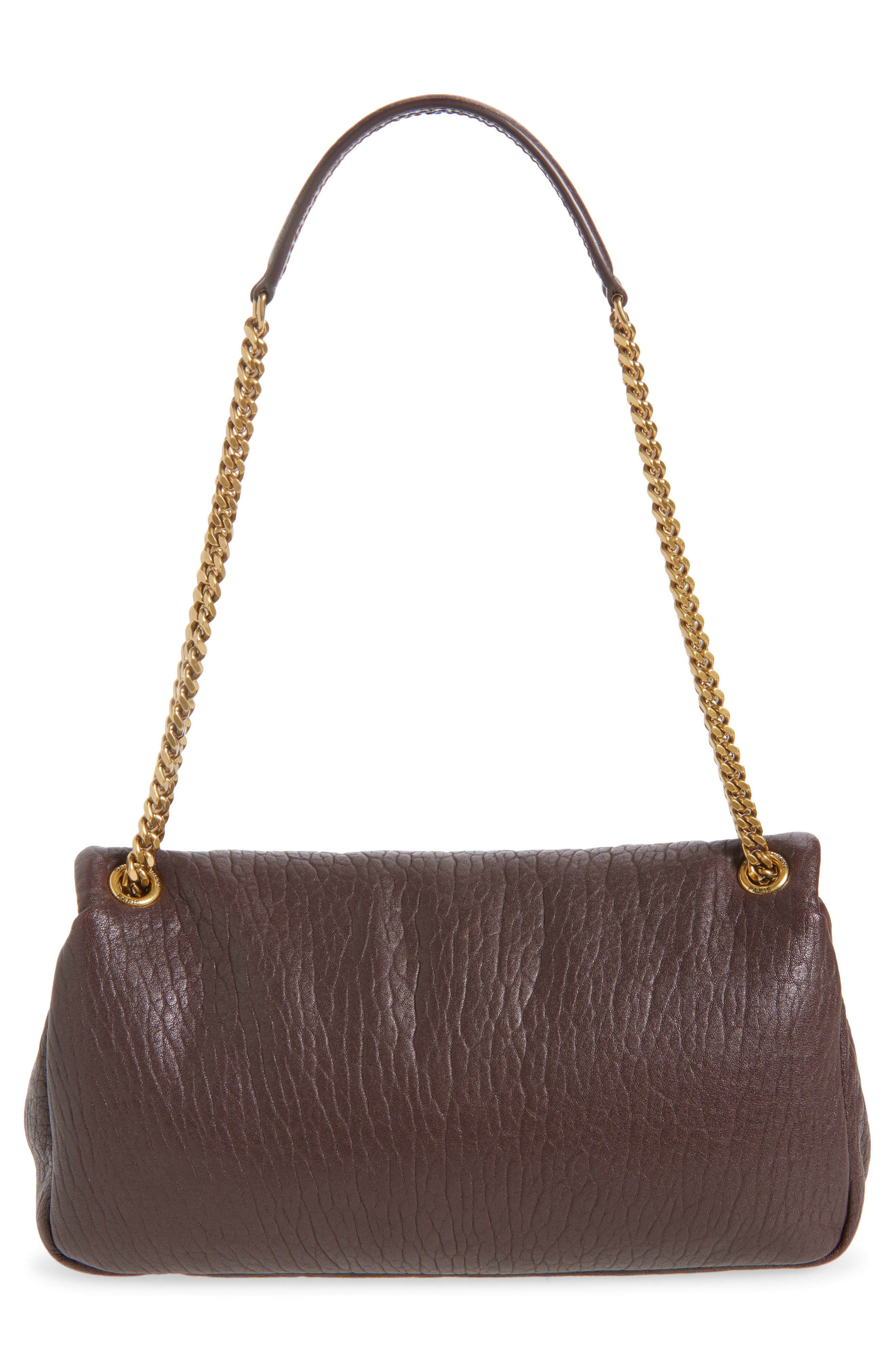 Saint Laurent Medium Calypso Leather Shoulder Bag, Alternate, color, Raisin