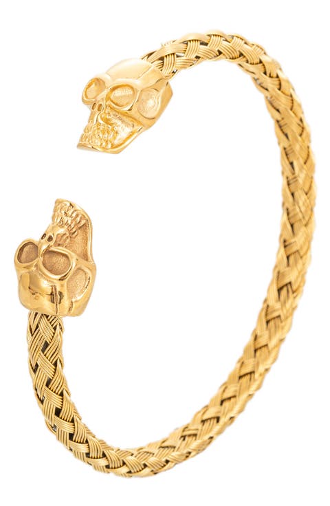 18K Gold Plated Skull Cuff Bracelet
