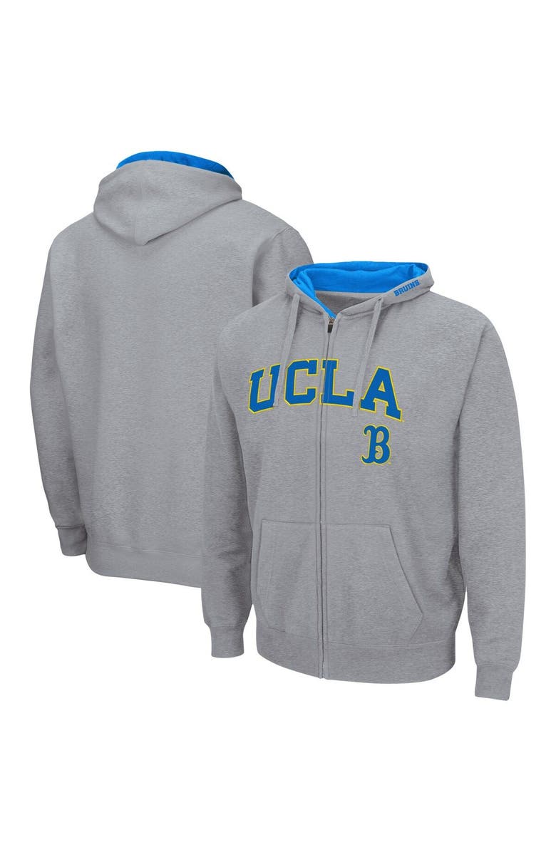 COLOSSEUM Men's Colosseum Heathered Gray UCLA Bruins Arch & Logo 3.0 Full-Zip Hoodie, Main, color, Heather Gray
