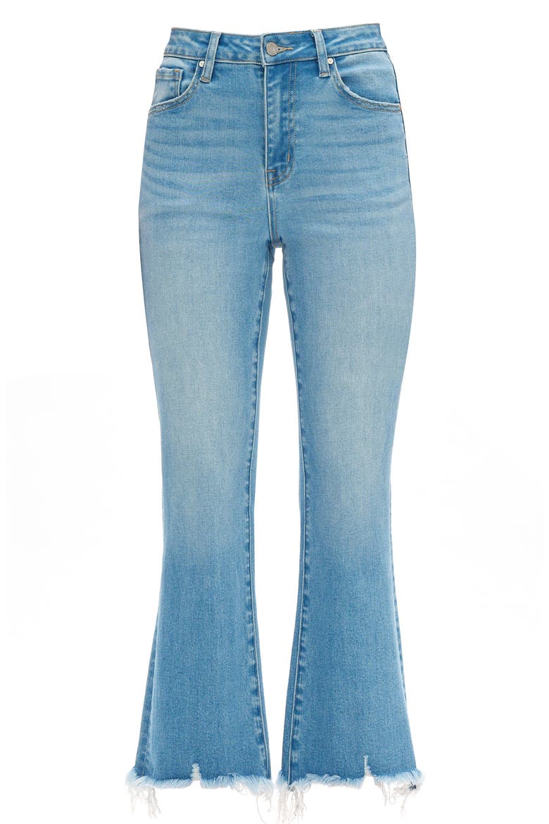 High Waist Fray Hem Ankle Flare Jeans, Alternate, color, LIGHT BLUE