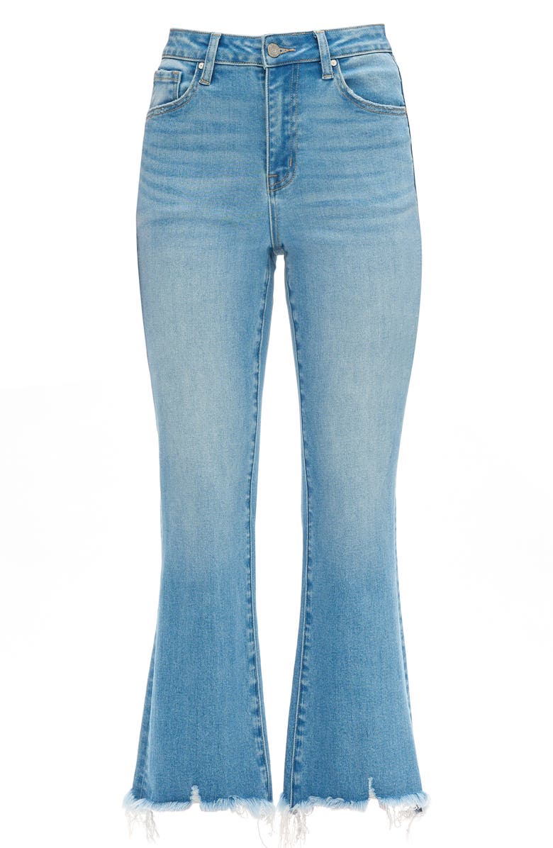 Bayeas High Waist Fray Hem Ankle Flare Jeans, Alternate, color, Light Blue