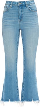 Bayeas High Waist Fray Hem Ankle Flare Jeans