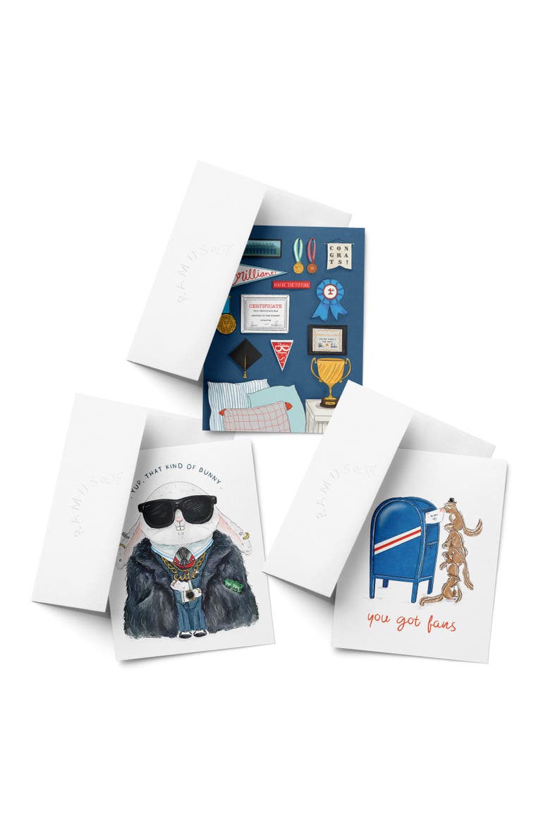 Celebration/Graduation Assorted Greeting Card Pack (3ct) "Fans, Boss Bunny, Achievements", Main, color, Multi-Pack