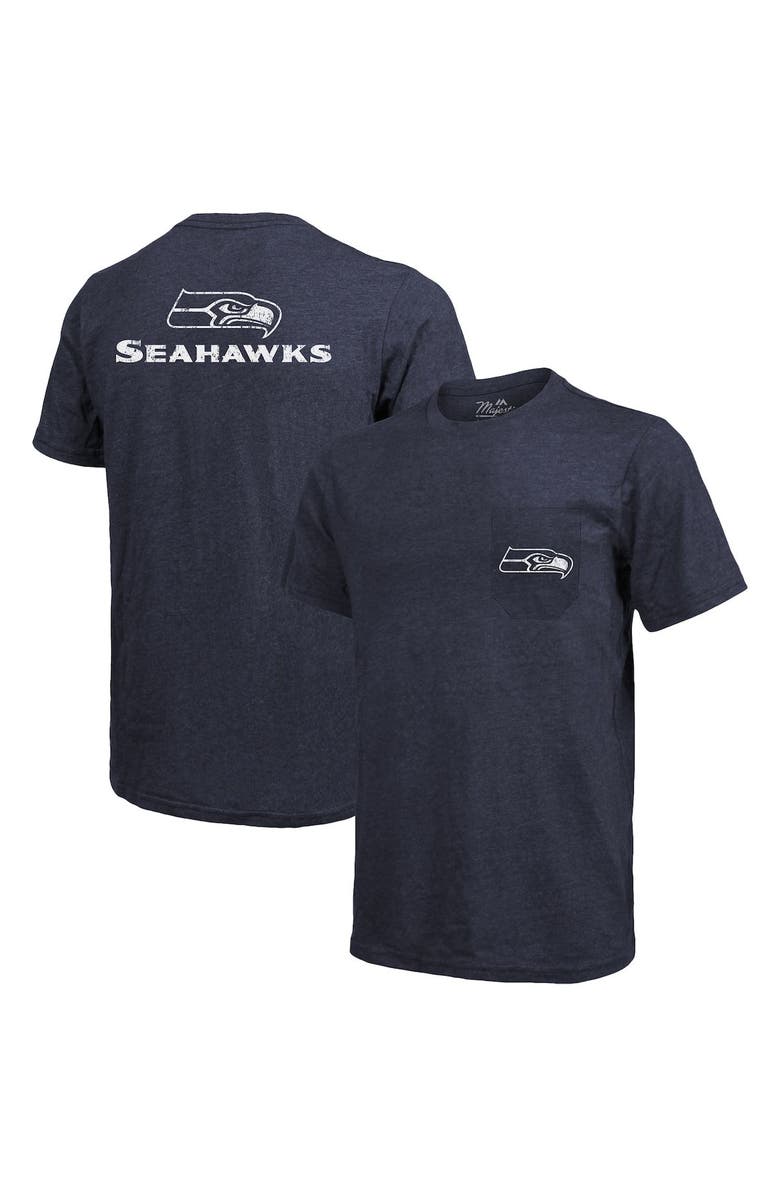 Majestic Threads Seattle Seahawks Majestic Threads Tri-Blend Pocket T-Shirt - College Navy, Alternate, color, Navy