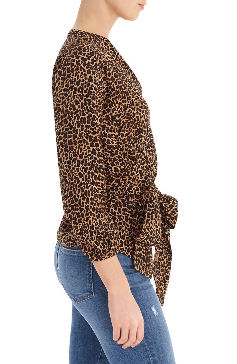 J.Crew Sara Drapey Leopard Print Wrap Top, Alternate, color, 