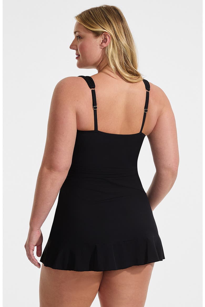 Plus Size SlenderSuit Grecian Mini Swim Dress, Alternate, color, Black