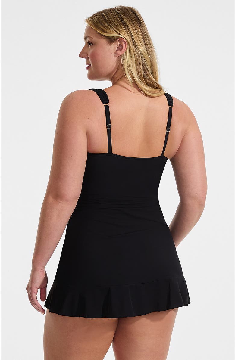 Lands' End SlenderSuit Grecian Mini Swim Dress, Alternate, color, Black