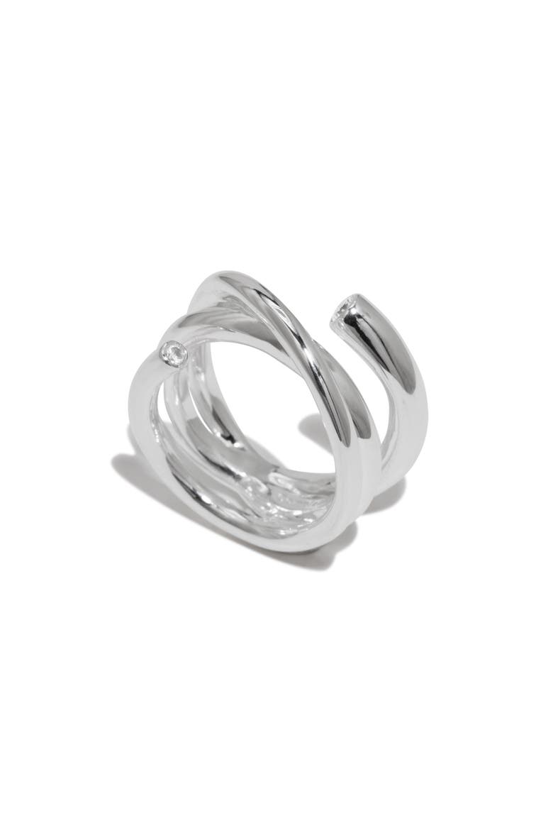 Coil Cubic Zirconia Ring, Alternate, color, SILVER PLATED