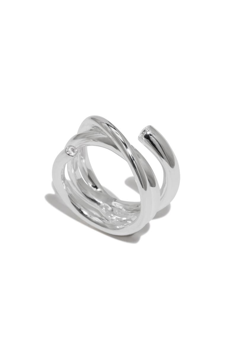 COMPLETEDWORKS Coil Cubic Zirconia Ring, Alternate, color, Silver Plated