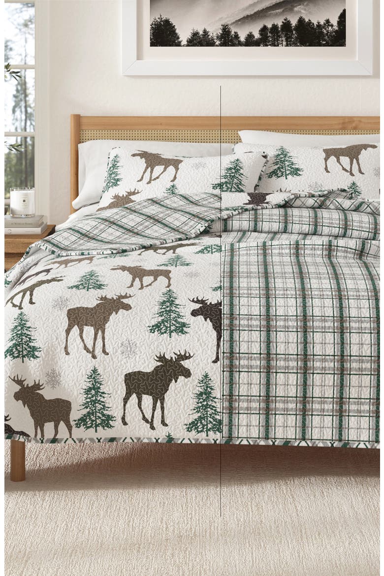 Lodge Quilt Set, Alternate, color, MOOSE - CHOCOLATE