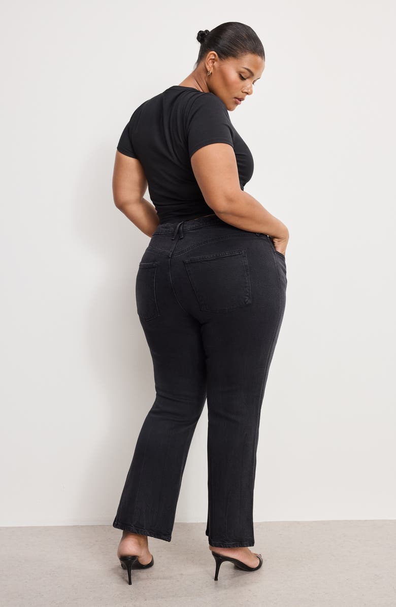 Good American Soft Tech Good Flare Crop Jeans, Alternate, color, Black390
