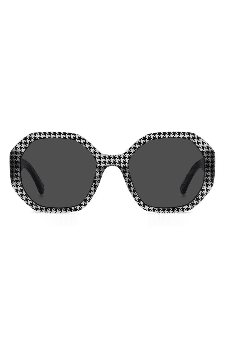 Kate Spade New York flynnie 54mm geometric sunglasses, Main, color, Black Pattern Grey/ Grey