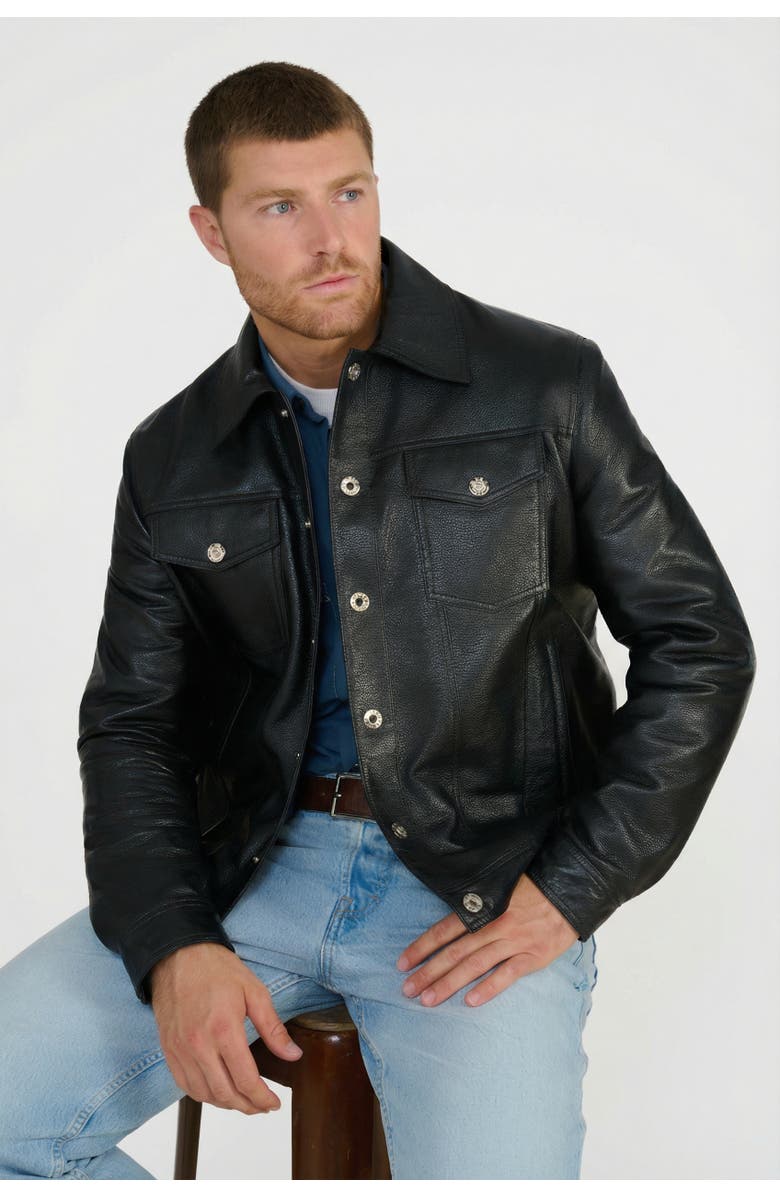 FURNIQ UK Oliver Leather Jacket, Alternate, color, Black