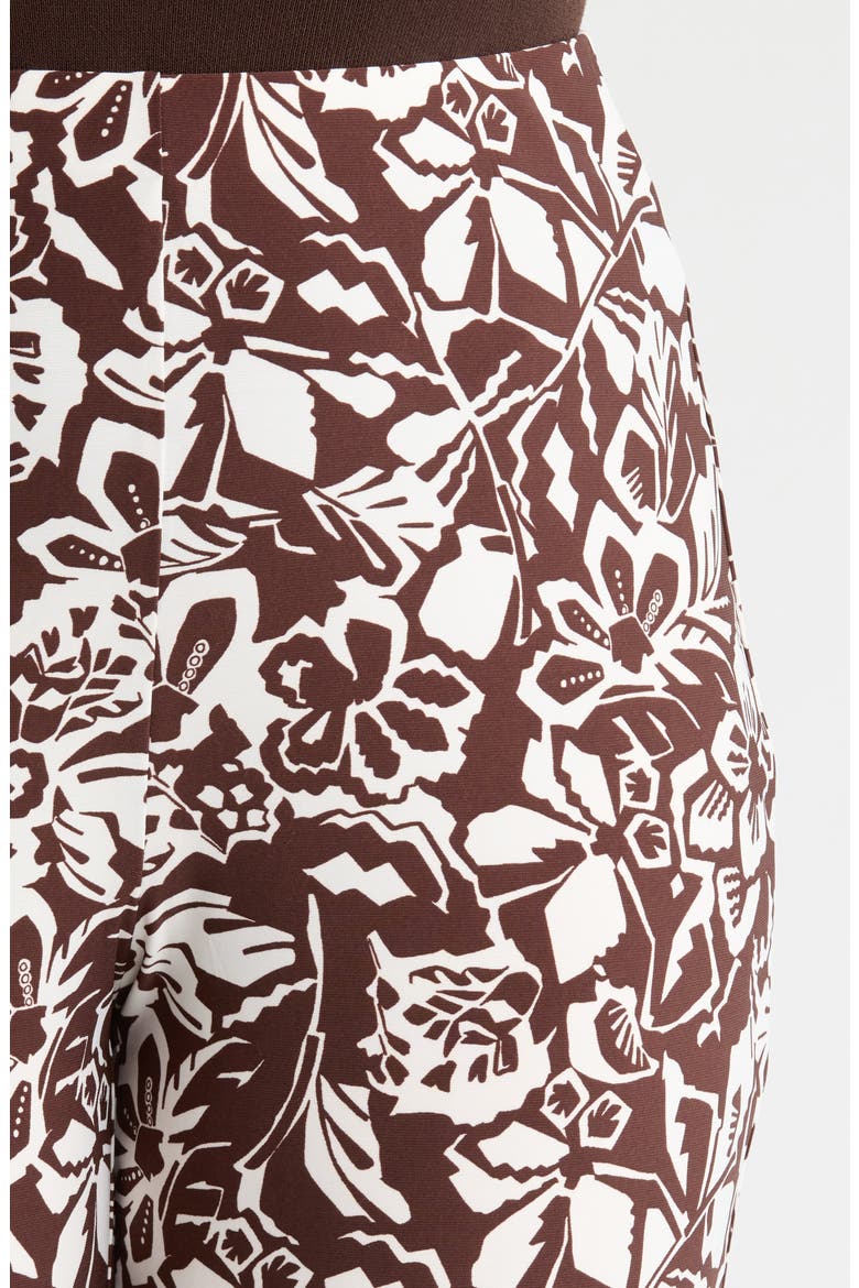 Print Knit Crop Wide Leg Pants, Alternate, color, DARK CHOCOLATE/ WHITE