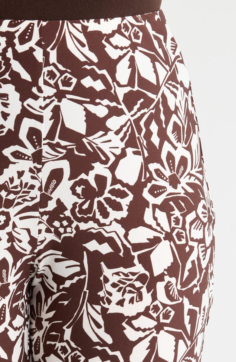 AK ANNE KLEIN Print Knit Crop Wide Leg Pants, Alternate, color, Dark Chocolate/ White