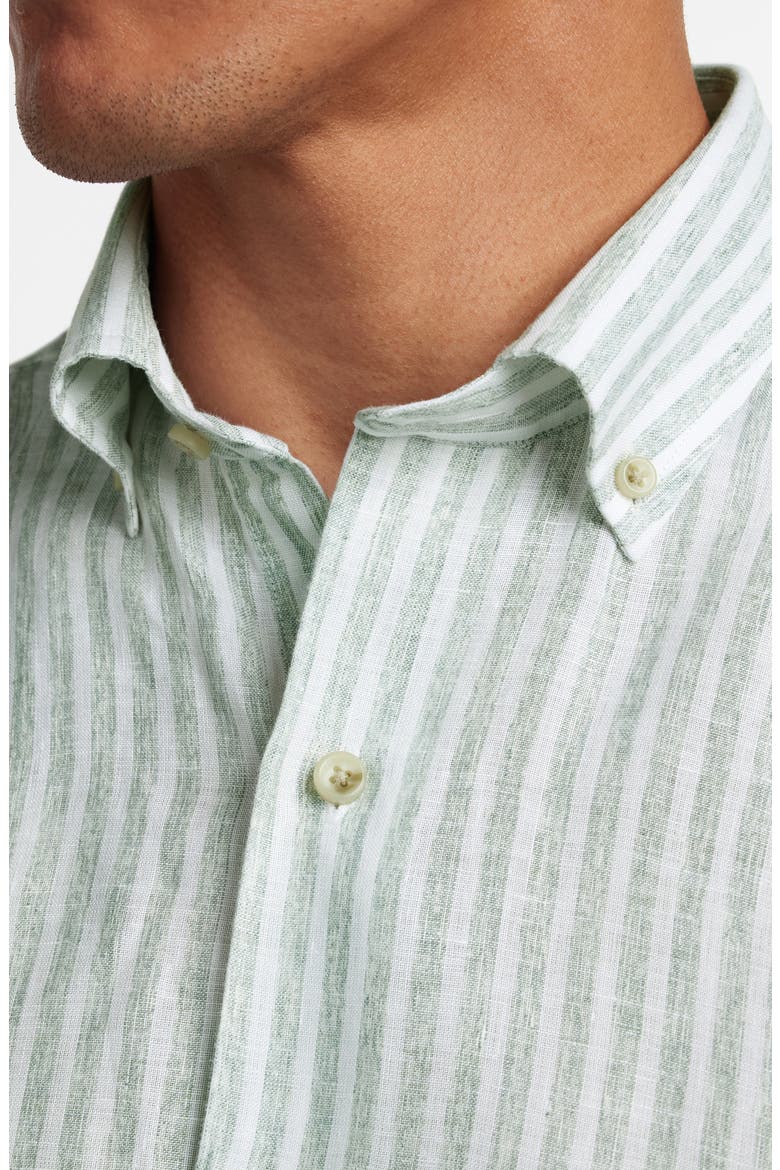 Linen Stripe Sport Shirt, Alternate, color, SAGE