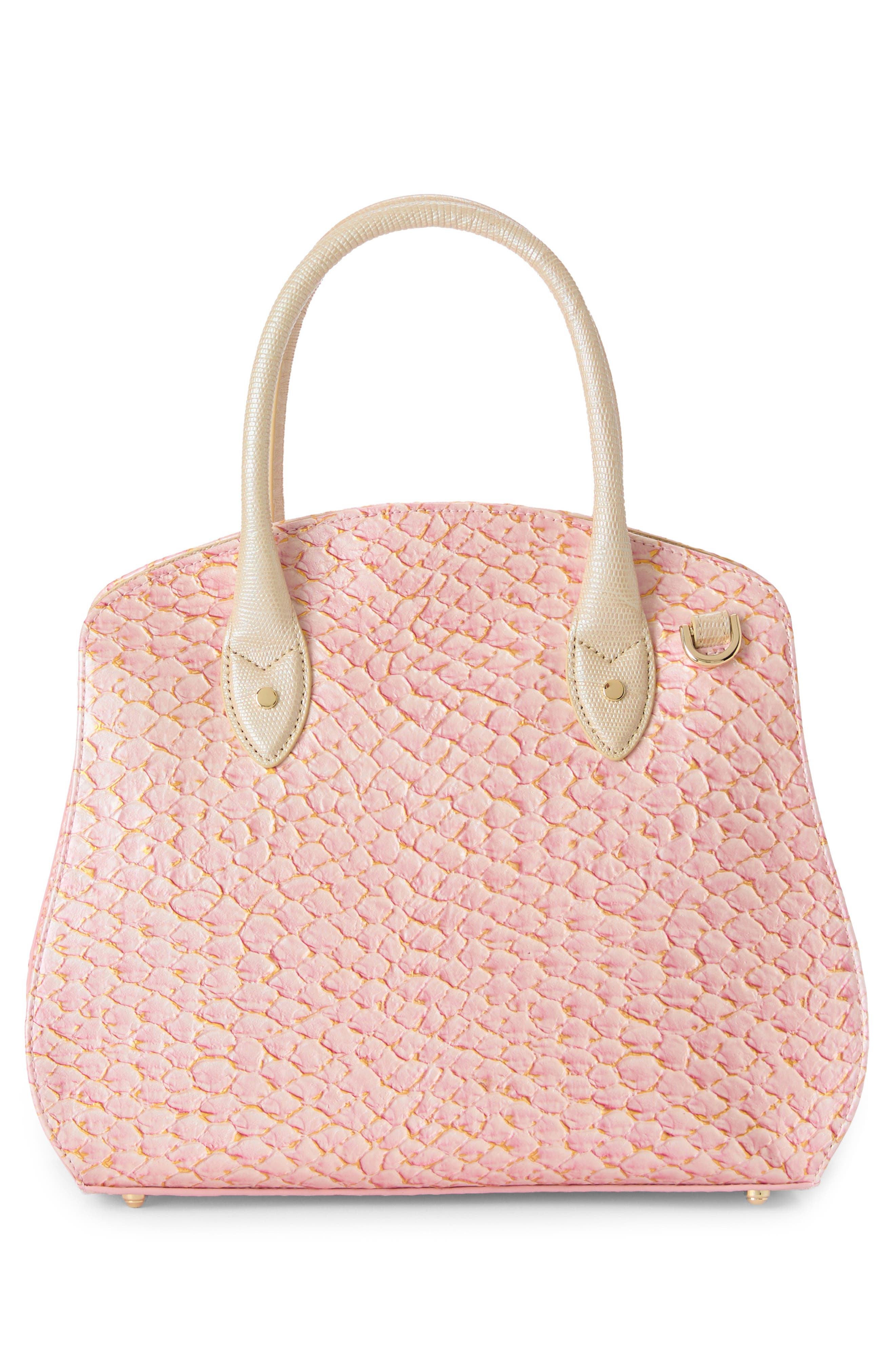 Brahmin Rosetta Embossed Leather Satchel, Alternate, color, Pink
