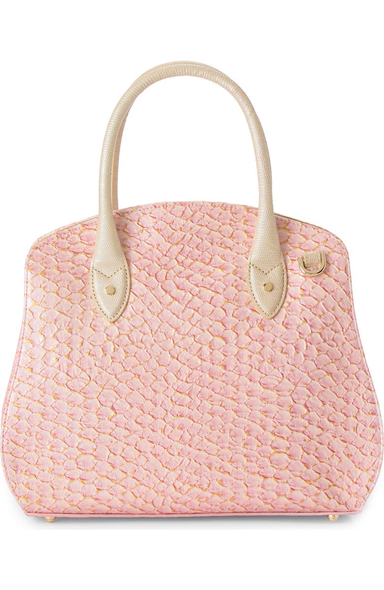 Brahmin Rosetta Embossed Leather Satchel, Alternate, color, Pink