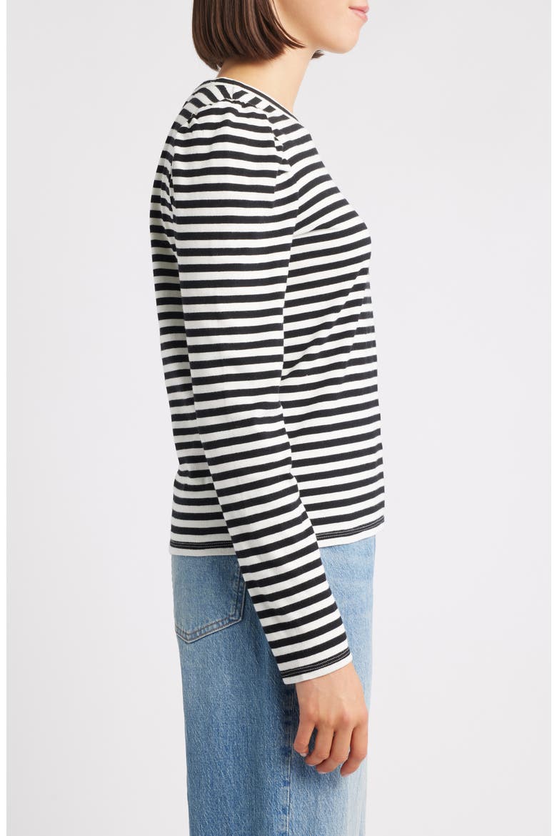 Easy Puff Long Sleeve Stripe Top, Alternate, color, LIGHTHOUSE
