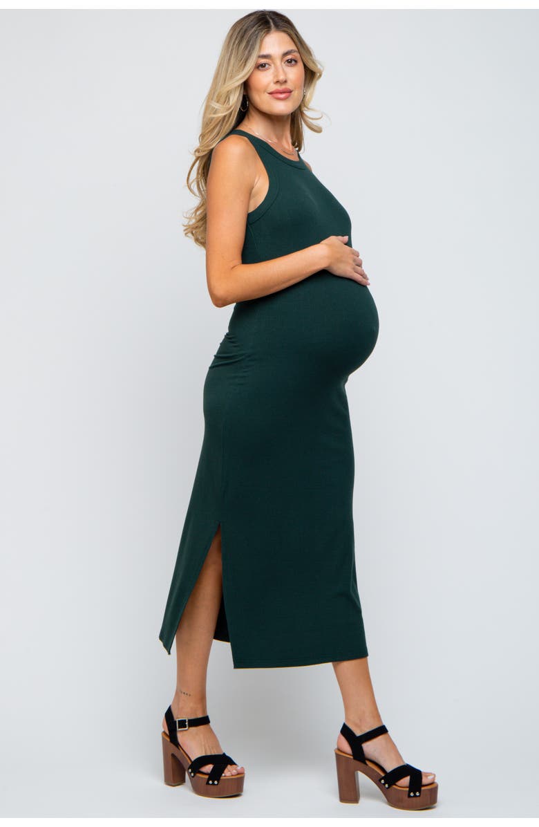 PinkBlush Ribbed Side Slit Tank Dress, Alternate, color, Forest Green